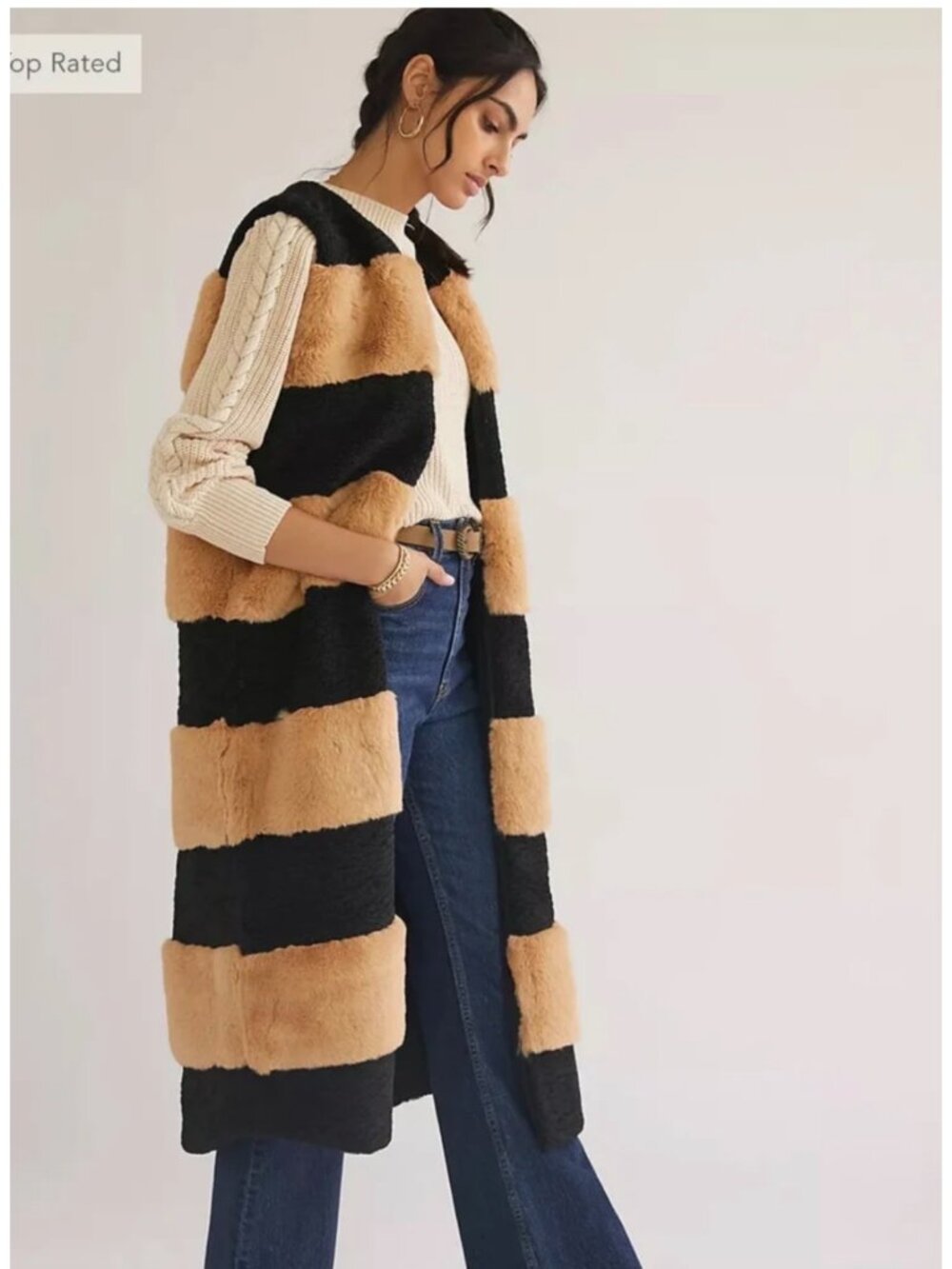 Faux Fur Black and Tan Vest